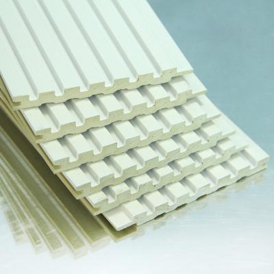 China Rust Resistant Grooved Grill 3d Solid Color Wainscoting Background Wpc Interior Decorative Wall Panels for sale