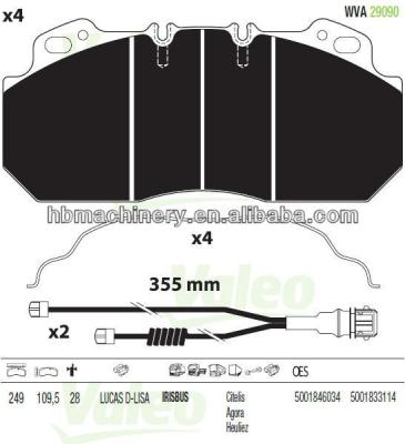 China FREE ASBESTOS WVA 29090 Brake Pad Renault Truck Spare Parts for sale