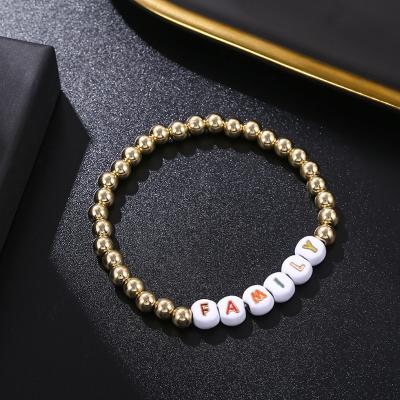 China Popular Anti-allergic simple bead fashion simple custom letter bangle bracelet jewelry for sale