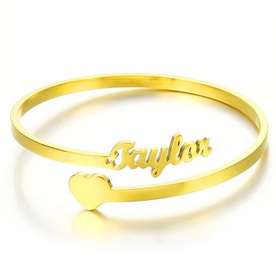 China Hot Sale Fashionable Customized Stainless Steel Name Bracelet Gold Plated For Women Girls Custom Jewelry for sale