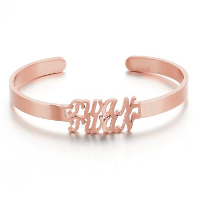 China Trendy Personalized Name Bracelet Bangle Engraved Letter Women Girls Girls Custom Jewelry Dropshipping for sale