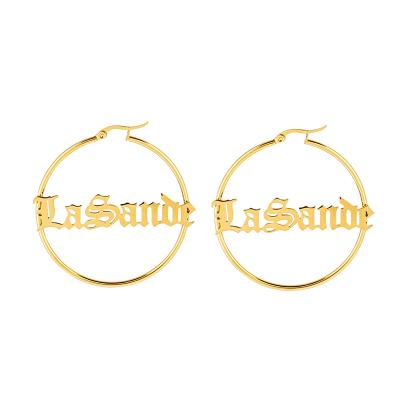 China Wholesale Anti-allergic Custom Name Gold Plated Initials Letters Circles Best Selling Custom Earring for sale