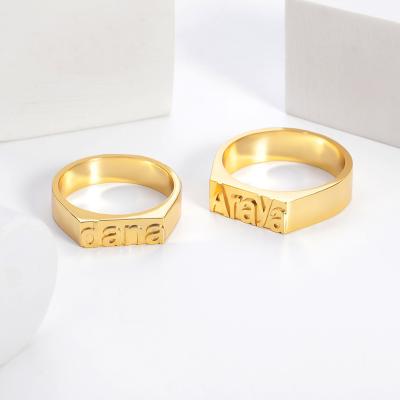 China 18k Gold Anti-allergic Personalized Custom 3D Casting Ring Letter Custom Name Ring for sale