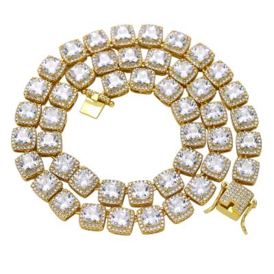 China Real Hop Anti-allergic Jewelry Hip Gold Plated 10mm Iced Out Zircon Necklace Candy Chain Necklace for sale