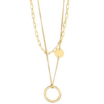 China both layers Anti-allergic coin necklace gold plated long chain necklace for ladies jewelry for sale