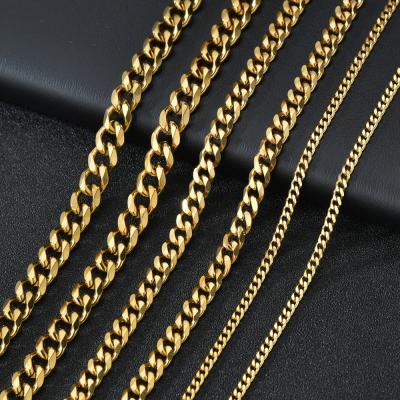 China Anti-allergic 18K Gold Plated Chain Necklace Cuban Link Chains Wholesale for sale