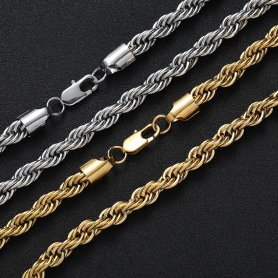 China Anti-allergic Necklace Men's Stainless Steel Hip Hop Style 8mm Stainless Steel Twist Chain Necklace for sale