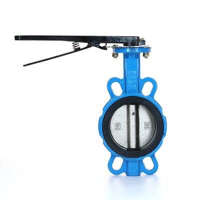 China Wafer type soft seal handle DN100 industrial general midline butterfly valve for sale