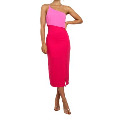 China New Design Pink One Shoulder Backless Women Jumpsuit Dress Midi MOLLE Dress for sale