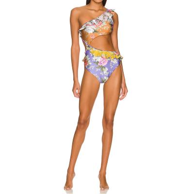 China 2022 One Shoulder Swimwear One Piece Women Swimwear Floral Unique Bikini for sale