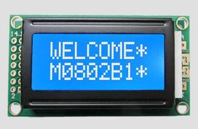 China 8*2 Tekens LCD Display Module Monochroom LCD Module Parallel Negatief Wit 5v Te koop