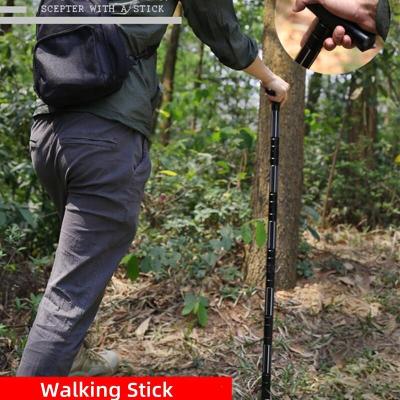 China New Arrived Aluminum Light Weight Walking Stick Four Strong Firm Joints Folding Hiking Stick for sale