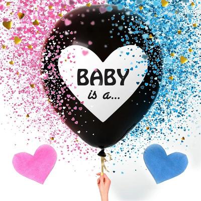 China Gender Reveal Custom 36 Inch Confetti Bubble Gender Reveal Bobo Latex Rubber Balloons for sale