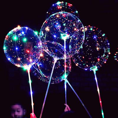 China Valentine Day Party Decoration Clear Latex Bobo Balloons With Rose Blinkende Light Rubber Stick For 20 Inch Balloon Led Light for sale