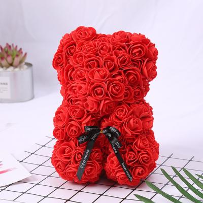 China Wholesale PE Foam Flower Valentine's Day Gift Teddy Soap Bouquet Foam Rose Flower Bear With Gift Box for sale