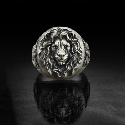 China Neo-Gothic Seal Lion RingSilver Lion Ring for sale