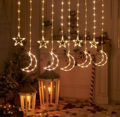 China AC LED curtain light moon star leather curtain light forgarden street outdoor holiday light for sale