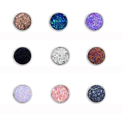 China 8mm Shiny Austrian Simple Punk Stainless Steel Crystal Round Brincos Studs Earrings For Women Girls for sale