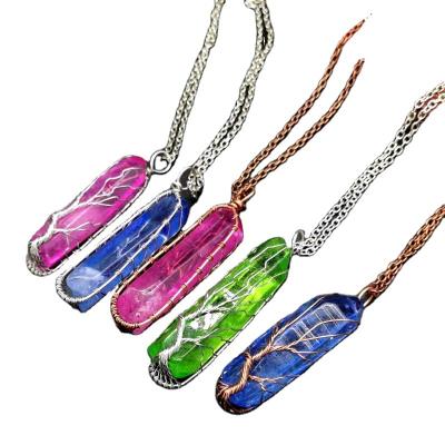 China Environmentally Friendly Hot Sales Latest Nature Crystal Life Of Tree Pendant Necklace Colorful Stock for sale