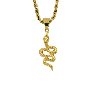 China Latest Environmental Friendly 18k Gold Plated Animal Pendant Necklace Fashion Stainless Steel Snake for sale