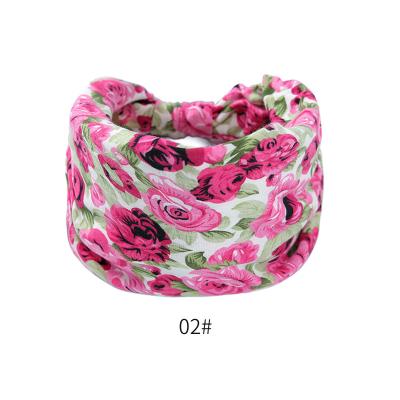 China Jewelry Headband Fashion Hair Accessories Vintage Shiny Wide Colorful Flower Printing Cross Elastic Head Wrap Hairband Headbands for Women and Girls for sale