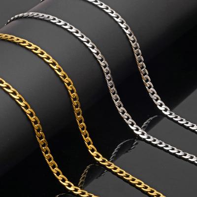 China Environmental Friendly 24K Gold Plated Stainless Steel Mens Hiphop Cuban Link Necklace 4.5MM Chain for sale