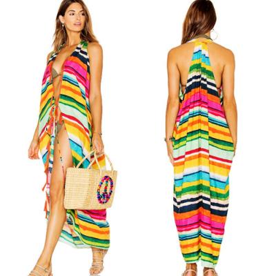 China Colorful Printed Women Anti-UV Cover Up Sexy Beach Dress Full Photos for sale