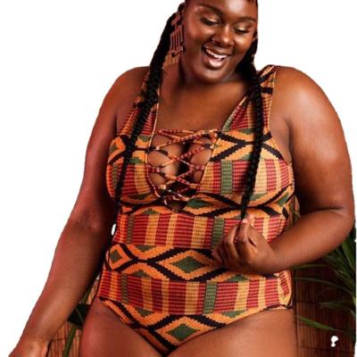 China New Arrival Anti-UV 2020 One Piece Clothing Plus Size Women African Print Swimwear for sale