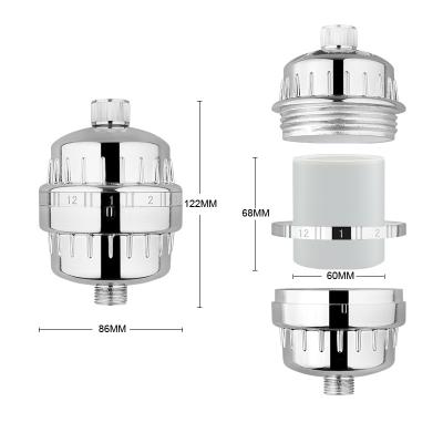 China Durable 15 Stage Universal Chrome Shower Water Filter With 2 Replacement Filter for sale