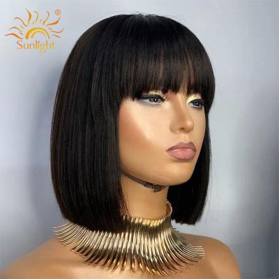 China Curly Wave Bob Curly Human Hair Wigs 150% Density Jerry Curl Sunlight Brazilian Remy Full Machine Human Hair Wigs Wholesale Lead Wigs for sale