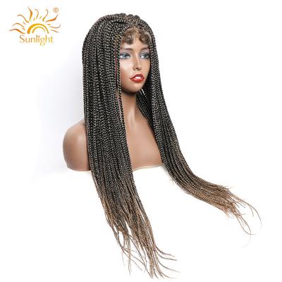 China 100% Synthetic Hair Lace Front Wig Sunlight Braided Front Remy Braid For Women Ombre Color Lace Front Vendors Premium Fiber Hair Wigs With Highlights for sale