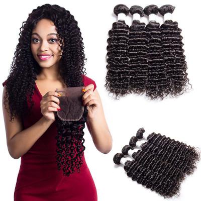 China Fast Shipping Grade 10A 3Bundles Real Mink Brazilian Deep Curly Hair Sunlight 100 Curly Hair Wholesale Fast Shipping With HD Closure for sale