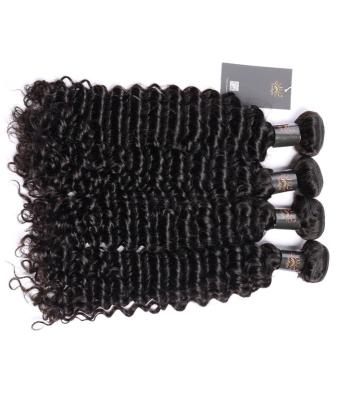 China Deep Wave 4 Bundles Sunlight Indian Natural Hair Weave Curly Hair Bundles for sale