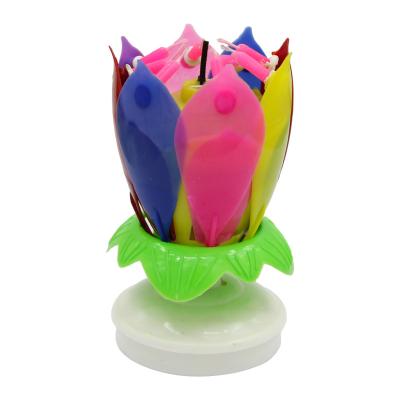 China Cheaper and better quality flameless led lotus candle flower with music for sale