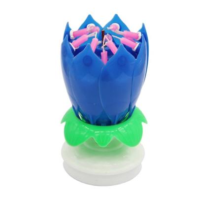 China Music Happy Birthday Rainbow Color Flower Shape Floating Candle for sale