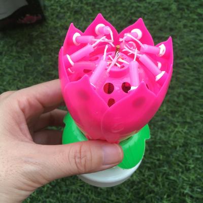 China Hot Selling Music Lotus Flower Birthday Novelty Musical Candles With 14 Mini Candles for sale