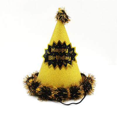 China Plush Custom Design Happy Birthday Cake Party Paper Hat Paper Party Birthday Hat for sale