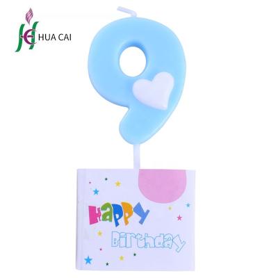 China Flameless Made in China Factory Direct Sale Creative Top Heart Printed Number Shaped Birthday Candle on Stock for sale