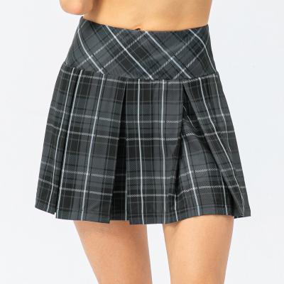 China High Quality Anti-Shrink.Eco-Friendly Summer Plaid Ladies Yoga Skirts Tennis Outdoor Running Two Piece Sportswear Pleated Sports Skirt for sale