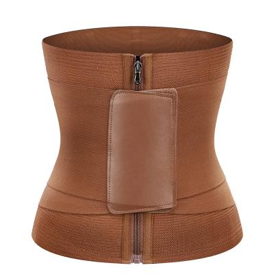 China Breathable Women Sport Slimming Belt Adjustable Logo Brown Waist Trainer Custom Waist Trimmer for sale