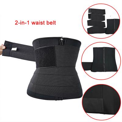 China Logo Women Bandage Tummy Wrap Custom Made Breathable Slimming Shaper Neoprene 2 in 1 Waist Trainer Belt for sale