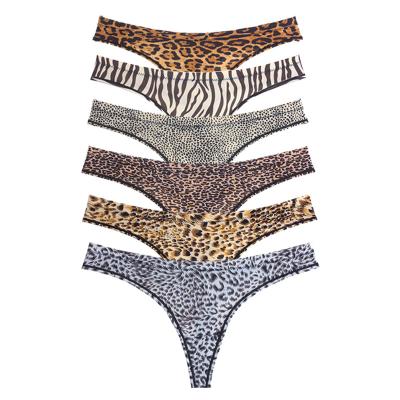 China Breathable Custom Female Underwear G - String Leopard Print Women Thong OEM Seamless Panties for sale