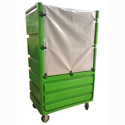 China Virgin Polyethylene (PE) Hotel Laundry Cart Plastic Cage Cart Bulk Laundry Truck for sale