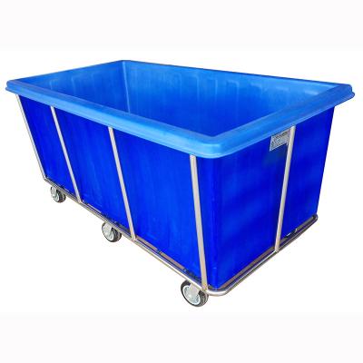 China Virgin Polyethylene (PE) Plastic Laundry Cart with Stainless Steel Frame, Bulk Laundry Truck for Tipping Seal for sale