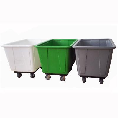 China Virgin Polyethylene (PE) Laundry Trolley Hotel Cube Plastic Canvas Laundry Truck for sale