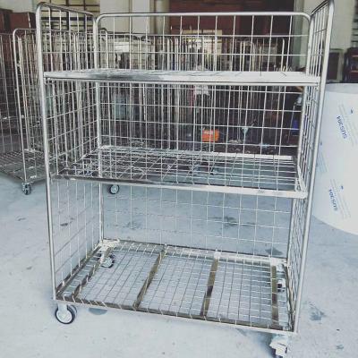 China Stainless Steel Stainless Steel Laundry Cage Trolley for sale