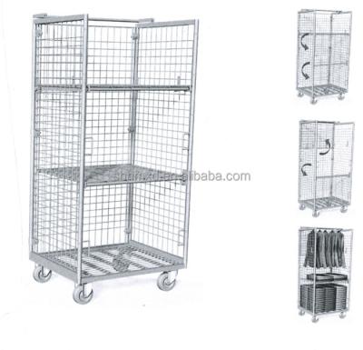 China Transport Or Storage Metal Laundry Roll Cage With Wheels for sale