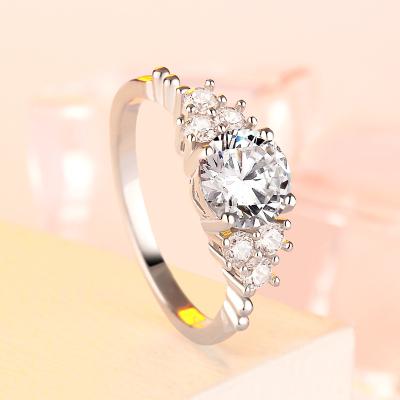 China Trendy Fashion Jewelry Manufacturer Women Silver 925 Rings Zircon Diamond Round Shaped Ring S925 Silver Wedding Rings for sale