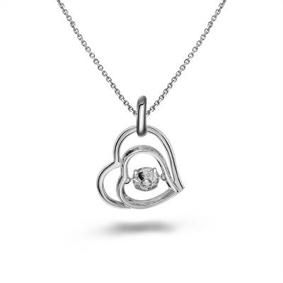 China Hot Selling 925 Sterling Silver Double Heart Pendant 2023 Fine Jewelry Romantic Silver Women's Fashionable VVS Moissanite Necklace for sale