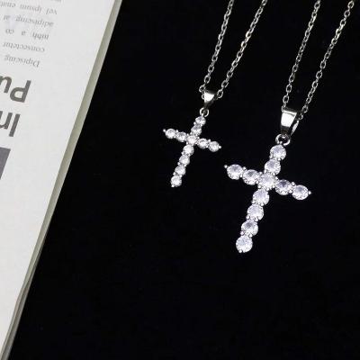 China Wholesale 18K Religious Gold Plated Religious Zirconia Diamond Necklace Christian Jesus CZ Cross Necklace Men Women Hip Hop Jewelry for sale